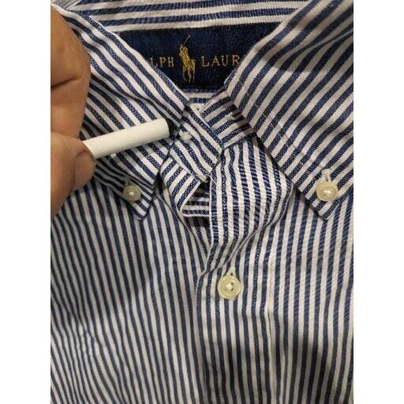 Ralph Lauren Mens XL 18 Plaid Button Down Shirt Long Sleeve Missing Top button - Picture 4 of 5